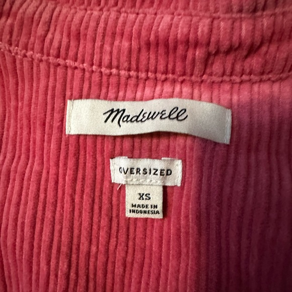 Madewell Variegated Corduroy Button-Up Shirt Pink Size XS - Picture 4 of 6